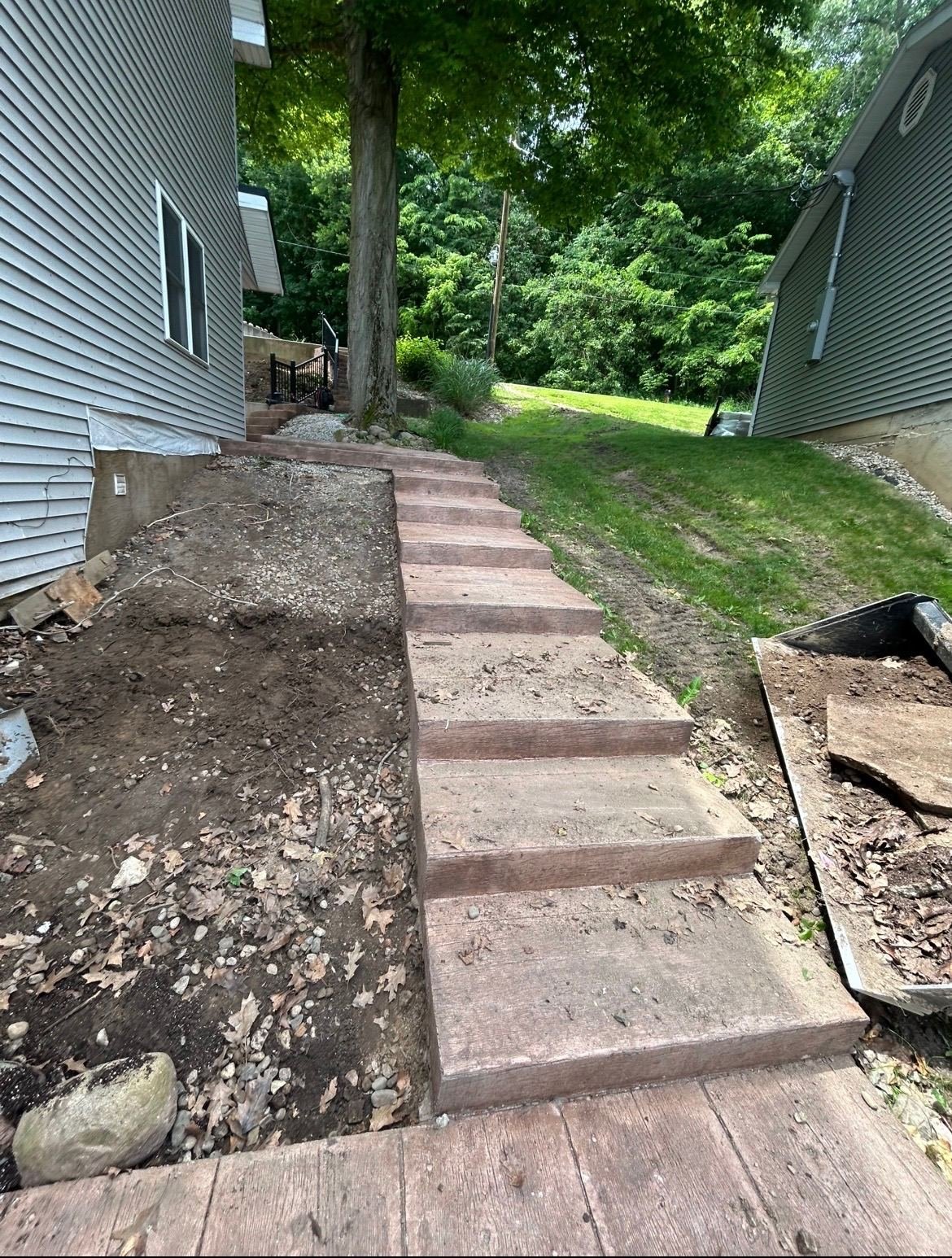 Hillside steps taking shape during construction